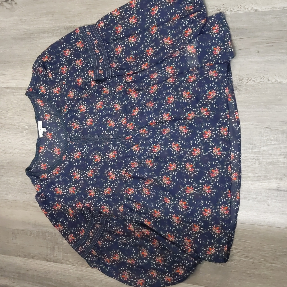 Max Studio Sheer Floral Print Top